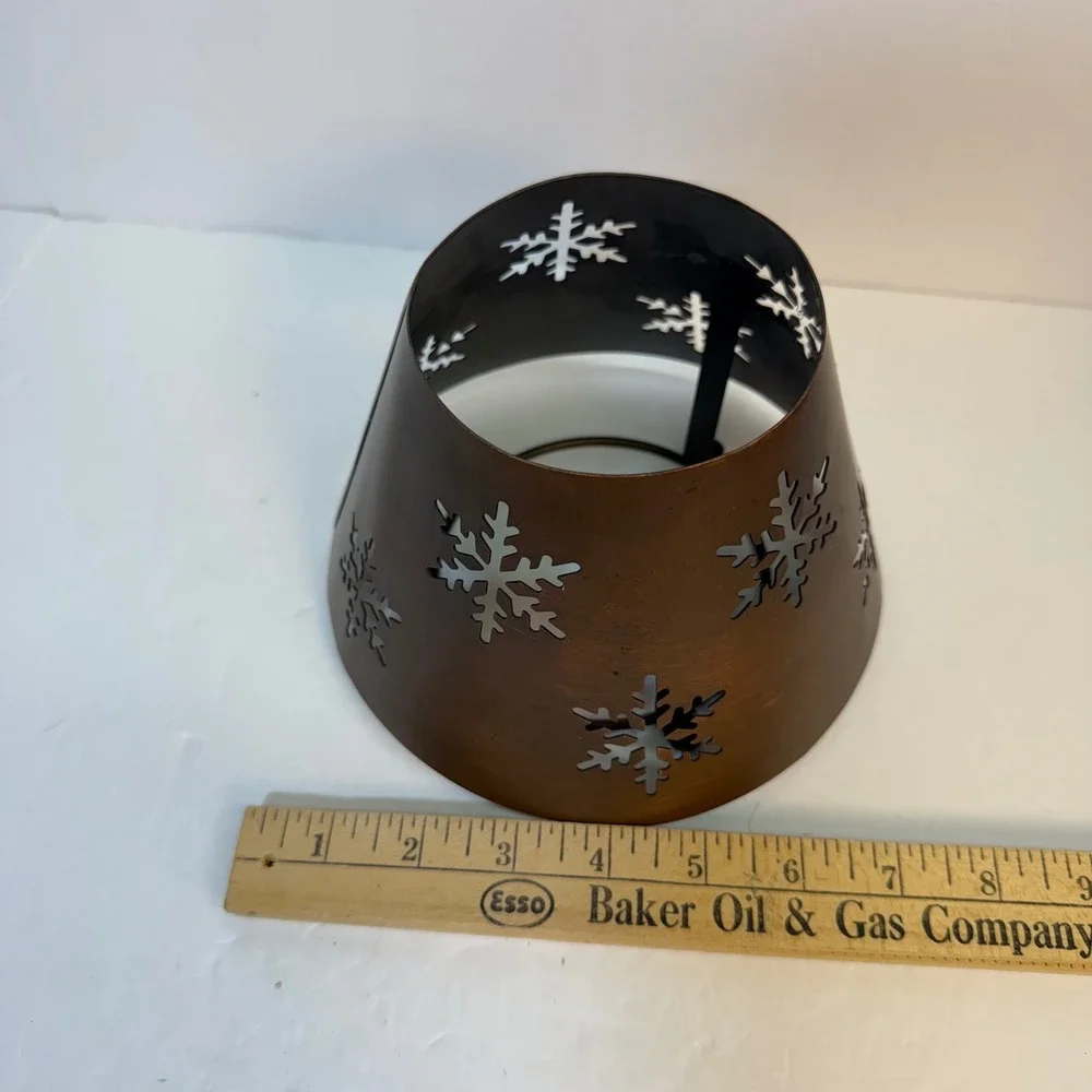 Copper Snowflake Metal Candle Jar Topper Holiday Winter Decor Large Jar Shade